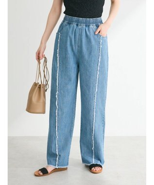 Green Parks ・Double Flags デニムフリンジラインパンツ Light Indigo