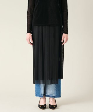 GRACE CONTINENTAL チュールタイトプリーツスカート ブラック