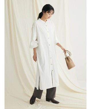 CRAFT STANDARD BOUTIQUE レーヨンデシンバンドカラーワンピース Off White