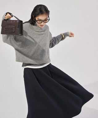 UNFILO L ふわふわニット クロップドハイネック グレー