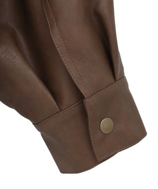 earth music&ecology フェイクレザージップジャケット Light Brown