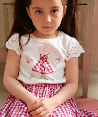 ANY KIDS ギンガム 発泡プリント スカート 赤系チェック