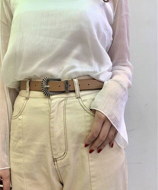 WEGO ウエスタンバックルベルト ライトベージュ