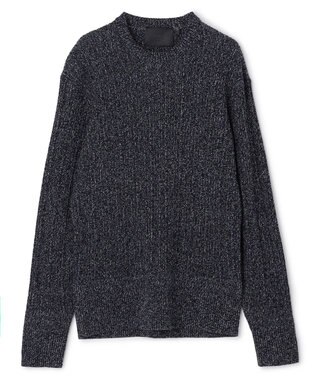 JOSEPH HOMME 【HIGH GRADE LINE】バルキーコットンノットリブ　クルーネックニット ブラック系