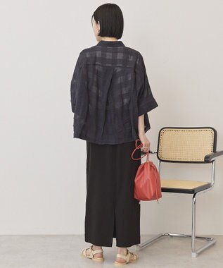 AMERICAN HOLIC シアーチェックショート丈シャツ Black