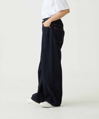 caqu Linen sagging wide pants ワイドシルエットリネンデニム rinse