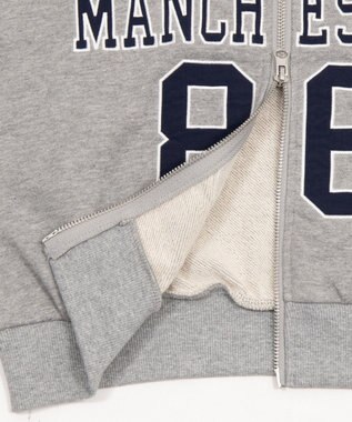 WEGO グラフィックショートZIPパーカー 杢グレー