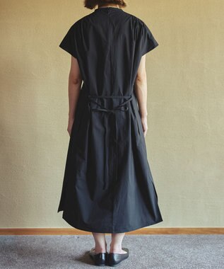 muuc ジャスミン刺繍フレンチスリーブワンピース〈日本製・綿100%天然素材・遠州織物〉〈繊細な花刺繍〉〈上品なロング丈〉〈ゆったりフリーサイズ〉〈大人の夏ワンピ〉 ブラック