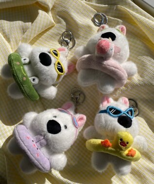 WEGO バカンスわんこぬいぐるみキーホルダー グリーン