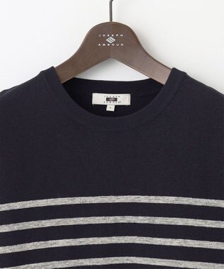 JOSEPH ABBOUD 【清涼感/ストレッチ/洗える】クールスキン ボーダーT ニット ネイビー系2