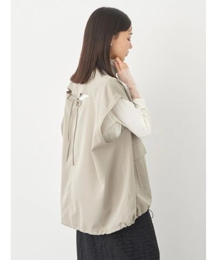 earth music&ecology ミリタリースタンドカラーベスト Light Khaki