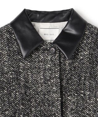 BEIGE， ROBY / フェイクレザーツイードコート Monotone