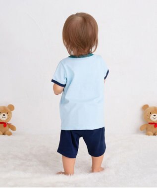 MIKI HOUSE HOT BISCUITS 【80-120cm】 ビーンズ ルームウェア 上下セット サックス