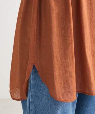 Green Parks バンドカラー比翼タック袖チュニック Terracotta