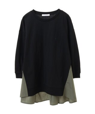 Green Parks 布帛切り替えフレアカットプルオーバー Black