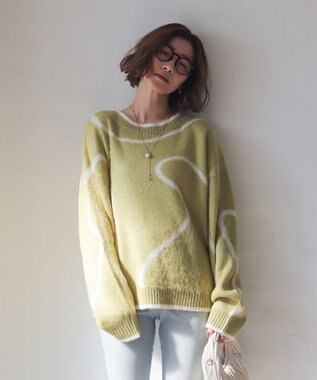 WEGO 【25年秋冬新作】ニュアンスライン配色プルオーバー グリーンその他