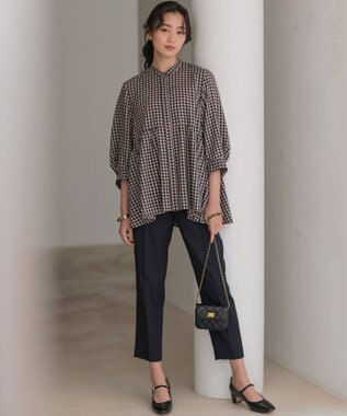 組曲 L 【先行予約】ライトリネンライクテーパード パンツ ネイビー系