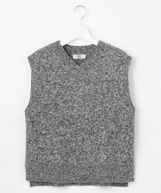 J.PRESS LADIES L 【洗える】MIX COLORED ニット ベスト ブラック×ホワイト系