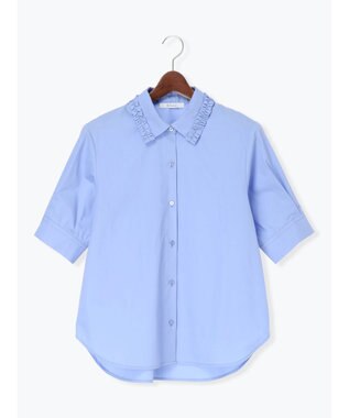 Te chichi ミニフリルトリムカラーブラウス ブルー