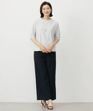 J.PRESS LADIES 【洗える・接触冷感・UVカット】ラメ天竺 カットソー シルバー系