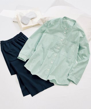 ワコール／睡眠科学 パジャマ 長袖 長ズボン 綿混(本体) ここちよく眠れる 寝返りしやすい レディース YDX509 睡眠科学／ワコール グリーン