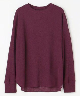 ANY L シアーワッフルロングスリーブTシャツ ワイン