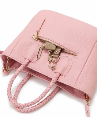 TOPKAPI 【ドラマ着用】【TREASURE TOPKAPI】シュリンクレザー メッシュハンドル ショルダー付き ミニ トート バッグ ピンク