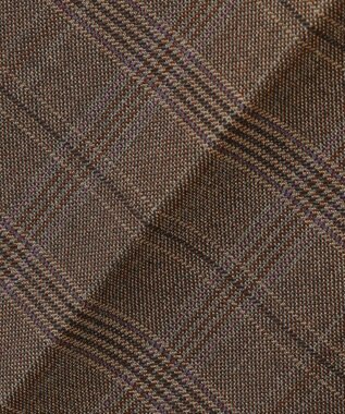 J.PRESS LADIES L 【洗える】T/Rアルガンシルクチェック テーパード パンツ ブラウンチェック系