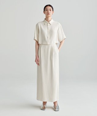 NAVE 【ReNAVE　洗える】アセテートギャバスカート オフホワイト