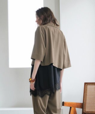 YECCA VECCA ハーフスリーブクロップドジャケット Brown