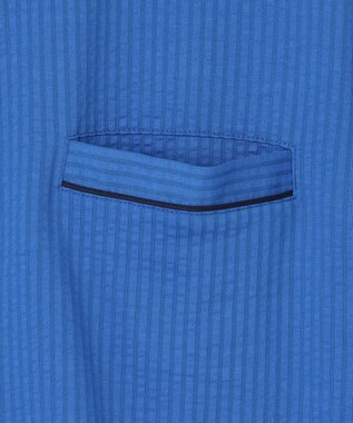 23区GOLF 【MEN】【吸水速乾・UVケア】ストレッチサッカー半袖シャツ サックスブルー系