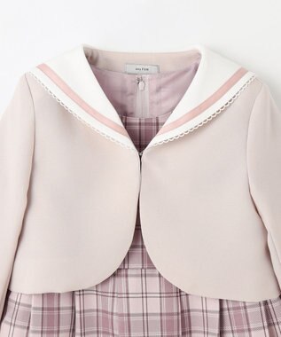 ANY KIDS 【2点セット】セーラージャケット+チェックワンピース ピンクベージュ