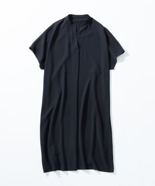 23区 L 【Lサイズ限定/吸水速乾/UVカット/接触冷感/】ストレッチジョーゼット 半袖ワンピース ネイビー系