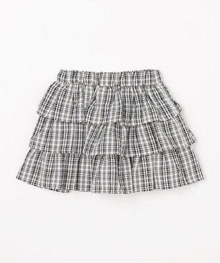 ANY KIDS 【洗濯機可能】ティアード チェックスカパン ブラック