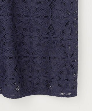 自由区 S 【洗える】フラワータイルレース ワンピース インディゴブルー