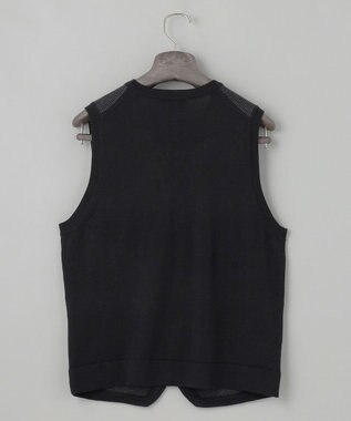 GOTAIRIKU 体温調整に【洗える/チクチクしにくい/ピリングしにくい】イタリア糸 ハイゲージ ベスト_WOOL100% ブラック×グレー細チェック