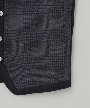 GOTAIRIKU 体温調整に【洗える/チクチクしにくい/ピリングしにくい】イタリア糸 ハイゲージ ベスト_WOOL100% ブラック×グレー細チェック
