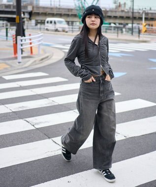 WEGO 【ユニセックス着用ITEM/SMLサイズ展開】カバーフィットバルーンデニムパンツ デニムブラックソノタ