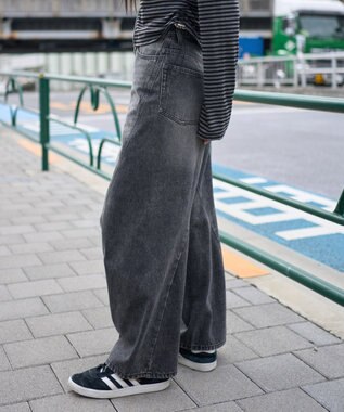 WEGO 【ユニセックス着用ITEM/SMLサイズ展開】カバーフィットバルーンデニムパンツ デニムブラックソノタ