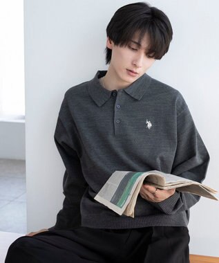 WEGO 【25年秋冬新作/ユニセックス着用ITEM/MLサイズ展開】別注USPOLOニットポロ グレー