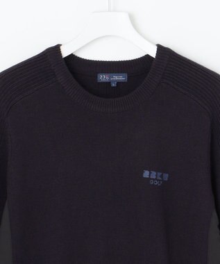 23区GOLF 【MEN】【ウォッシャブル】サドルショルダー クルーニット ネイビー系