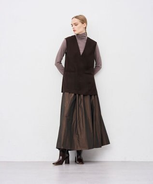 uncrave ウォッシャブルウールライクツイル ジレ ブラウン