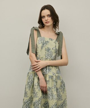 GRACE CONTINENTAL シアージャガードティアードワンピース イエロー