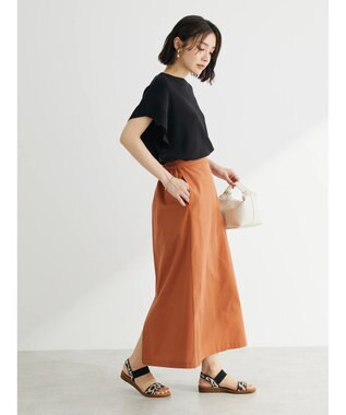 Green Parks 綿麻混台形マキシスカート Orange