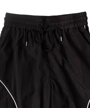 WEGO 【ウエストゴム】パイピングトラックパンツ ブラック