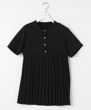 ANY SIS L 【洗える】ジョーゼットプリーツコンビ ブラウス ブラック