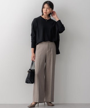 23区 【WEB限定カラーあり/洗える】ウーステッドウール ワイドシルエット ニット ブラック系