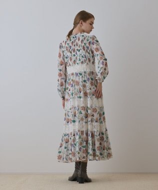 GRACE CONTINENTAL サラサプリントティアードワンピース キナリ