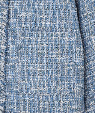 自由区 ファンシーノットツイードノーカラー ジャケット ブルー