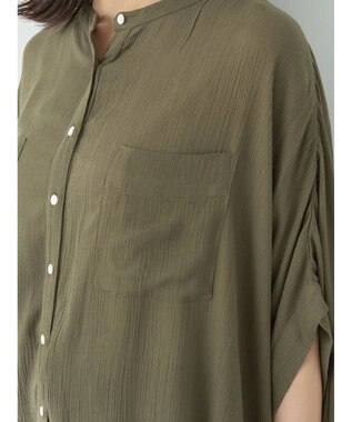 earth music&ecology レーヨンポケットシャツチュニック Khaki